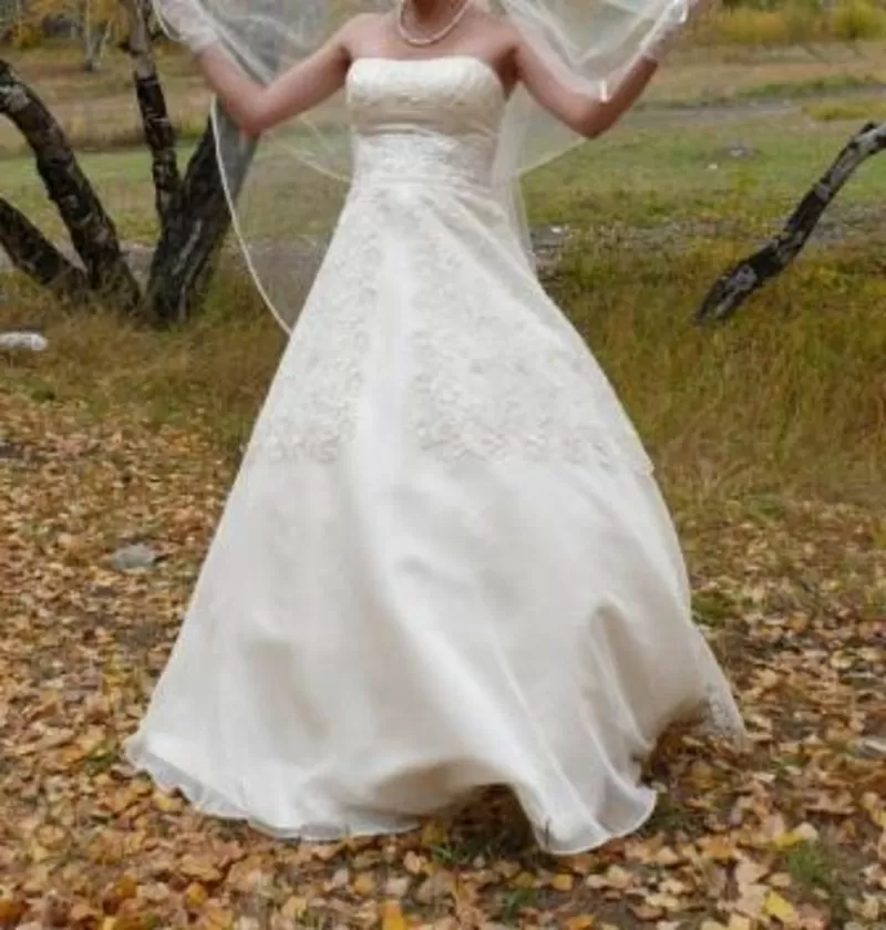 Продам свадебное платье,  цвет шампань,  размер 42-44.